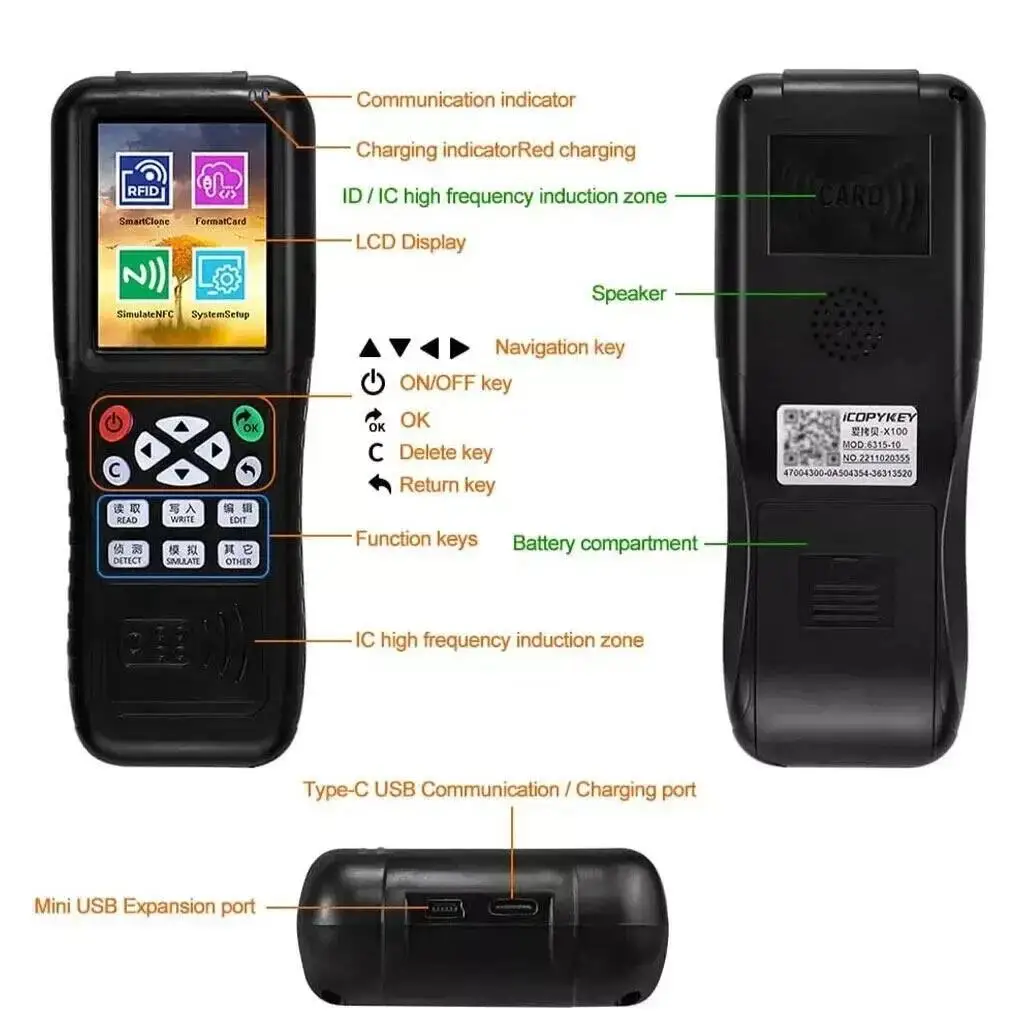 NFC RFID Duplicator Icopy X100 Erweiterte Entschlüsselung Programmierer Kopierer Schriftsteller 13,56 MHz 125 KHz USB Verschlüssel mit Stimme Image