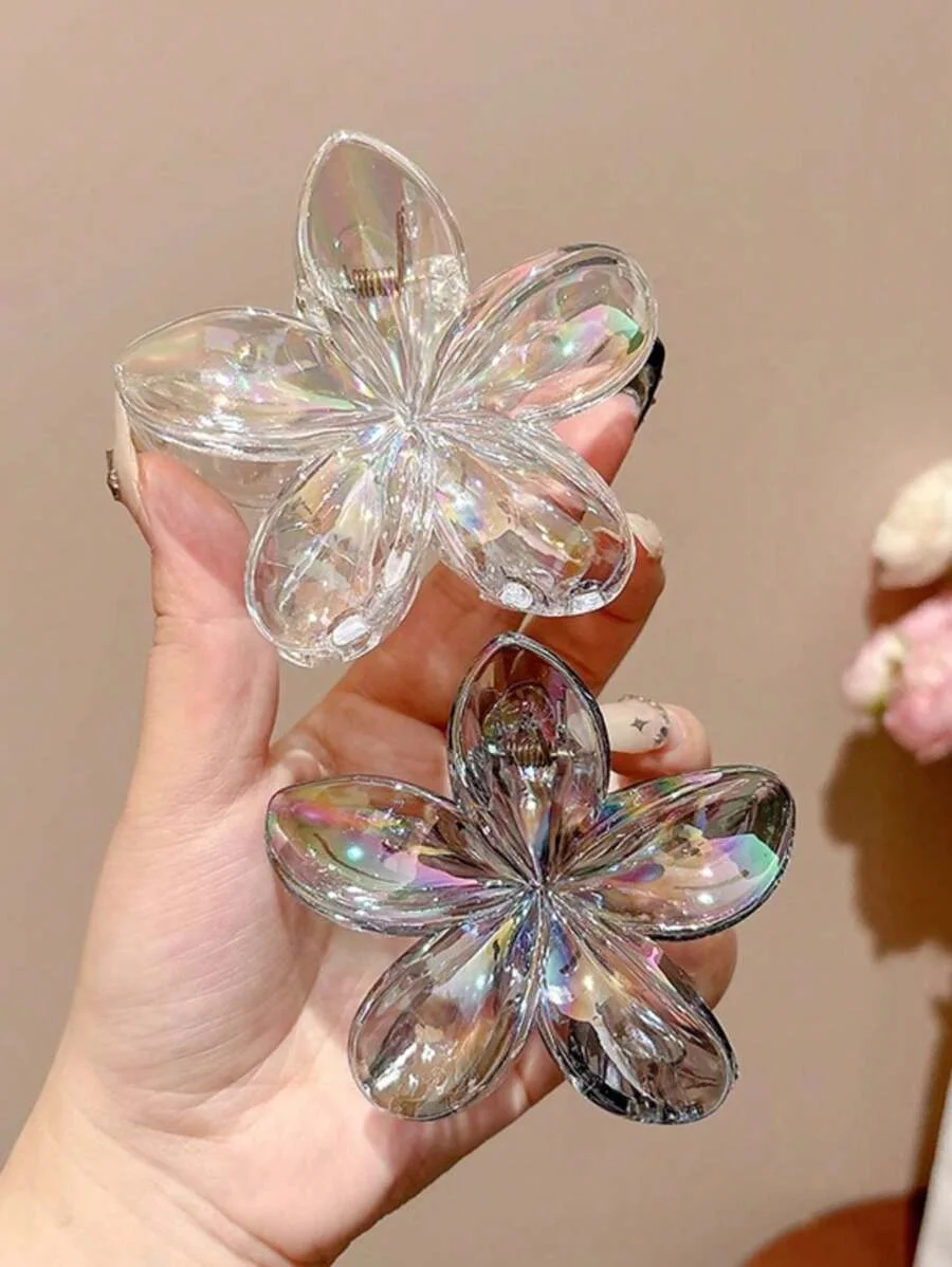 2 Stücke Transparent Bunte Bauhinia Blumengreifer AB Farbe Ei Blumengreifer Gelee Farbe Europäischen und Amerikanischen Haarschmuck Image