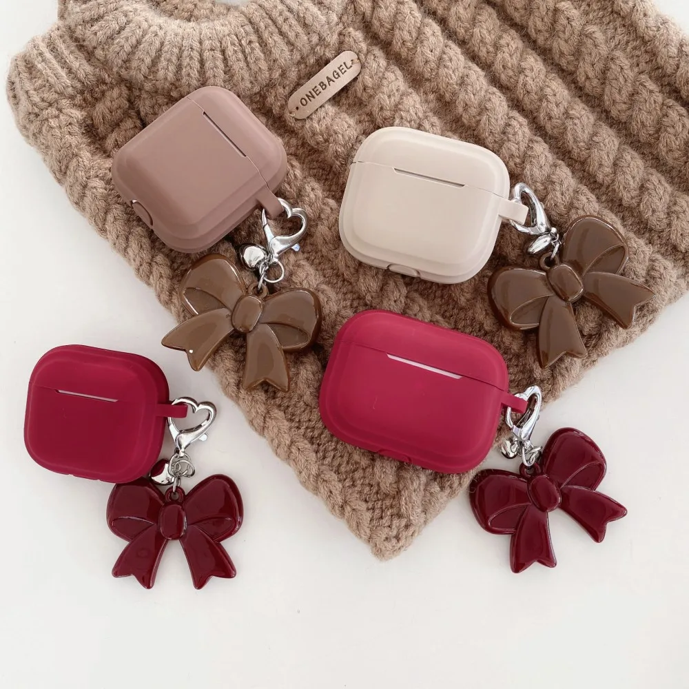 2025 NEUE Koreanische Nette Bogen Kopfhörer Fall Für Apple Airpods Pro 3 3rd Abdeckung Mit Charme Silikon Kopfhörer Fällen für Airpods fall Image