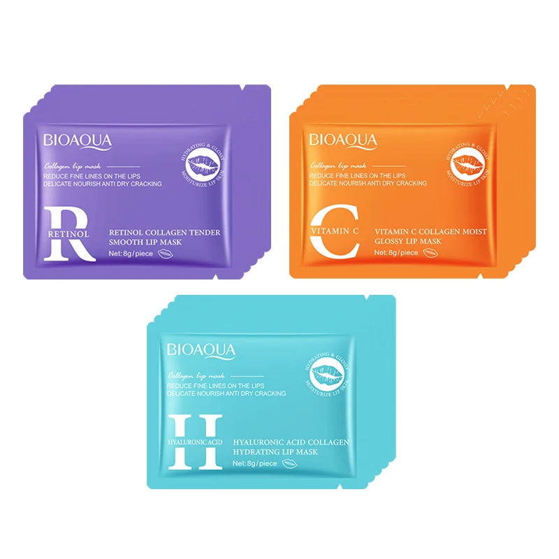 BIOAQUA Retinol Crystal Collagen Lippenmaske, feuchtigkeitsspendend, pralle Lippen, Gelmasken, Anti-Falten, feuchtigkeitsspendende Lippen, prallere Lippen, Hautpflege Image