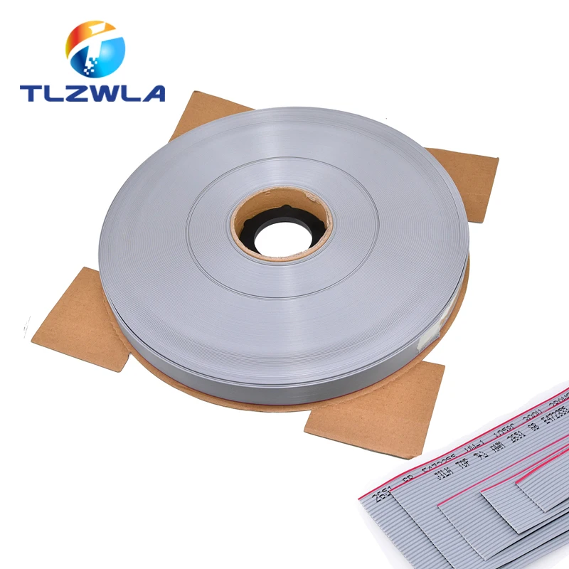 10 Meter 1,27 mm Abstand 8P 10P 12P 14P 16P 20P 26P 30P 40P Graues Flachkabel FC-8 10 16 28AWG Der Draht, für IDC FC 2,54 mm Stecker Image