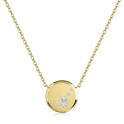 Kette mit Anhänger FIRETTI "Schmuck Geschenk Silber 925 Halsschmuck Ankerkette Kreis rund", gold (gelbgoldfarben, kristallweiß), Halsketten, Damen, Silber 925 (Sterlingsilber), L: 45cm B: 1,3mm, Made in Germany - mit Zirkonia (synth.), B:1,3mm Image