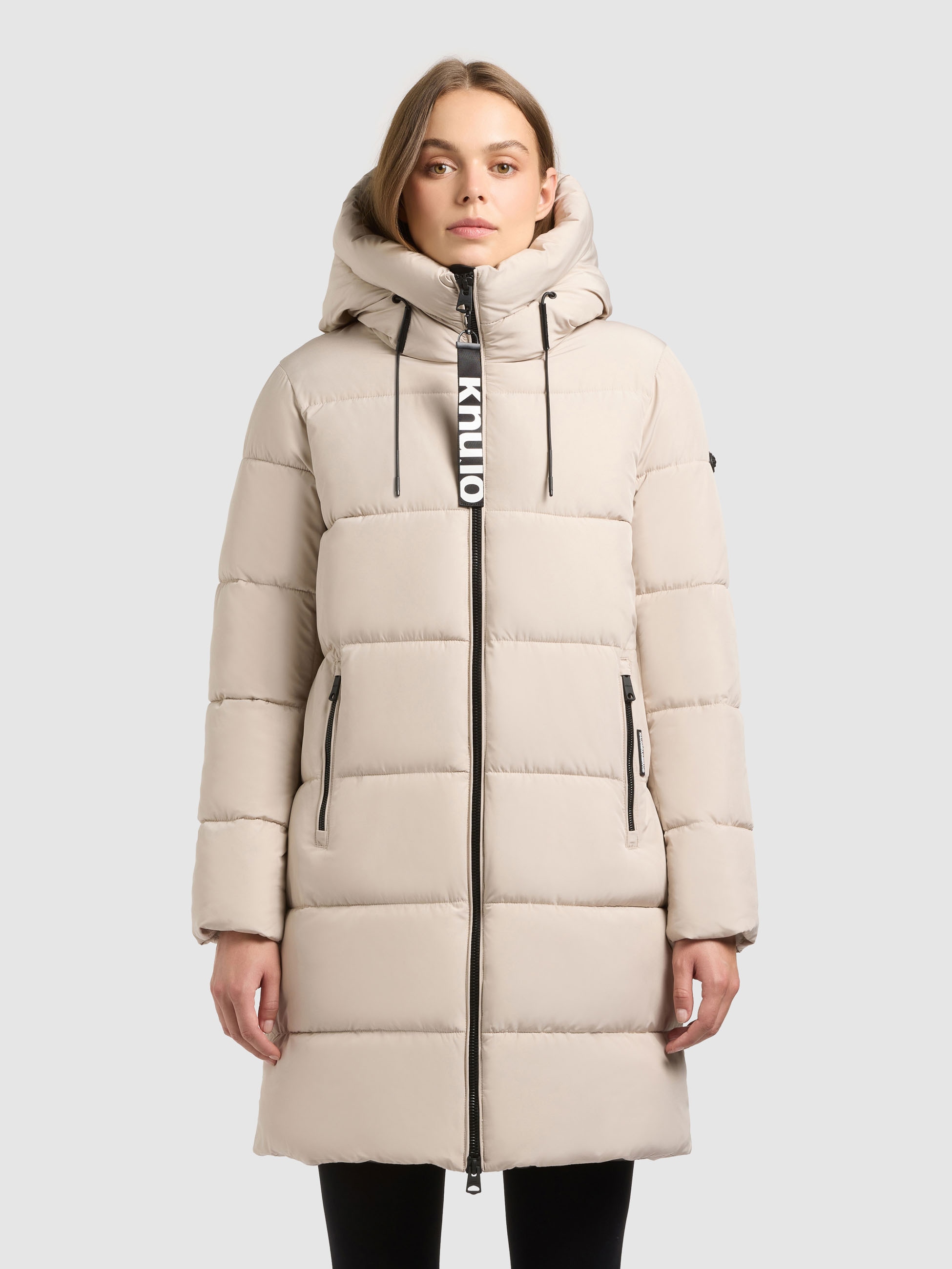 Steppmantel KHUJO "MISTHA", Damen, Gr. M (38), soft beige, Web, Obermaterial: 100% Polyester. Futter: 100% Nylon. Wattierung: 100% Polyester, unifarben, Basic ca. Mitte Oberschenkel, Mäntel Steppmantel