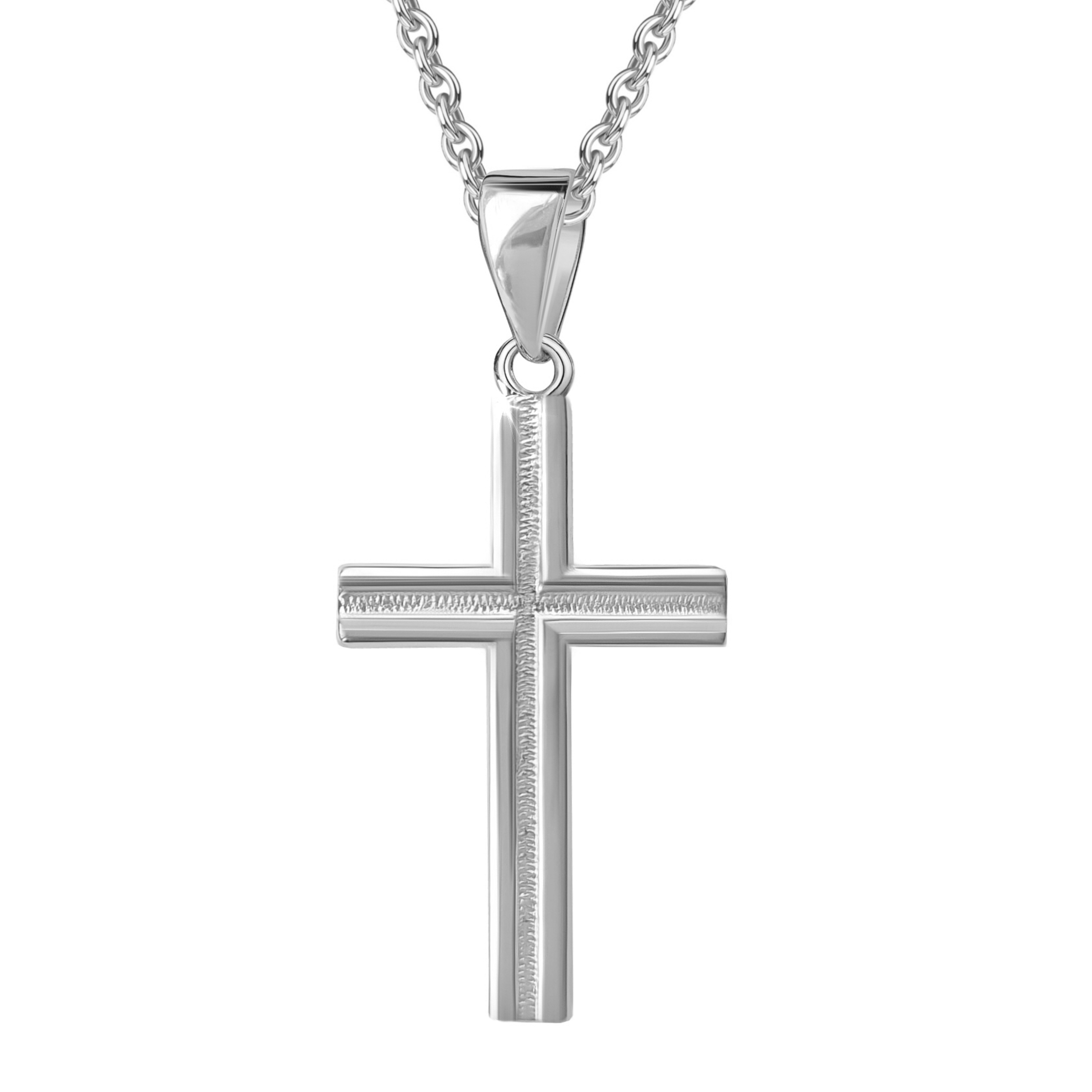 Kette mit Anhänger FIRETTI "Schmuck Geschenk Silber 925 Halsschmuck Ankerkette Kreuz", silberfarben, Halsketten, Damen, Silber 925 (Sterlingsilber), L: 45 B: 1,1mm, Made in Germany, B:1,1mm Image