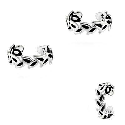 Paar Ohrklemmen FIRETTI "Schmuck Geschenk Silber 925 Ohrschmuck Ear Cuff", silber (silberfarben, schwarz), Ohrringe, Damen, Silber 925 (Sterlingsilber), Made in Germany Image