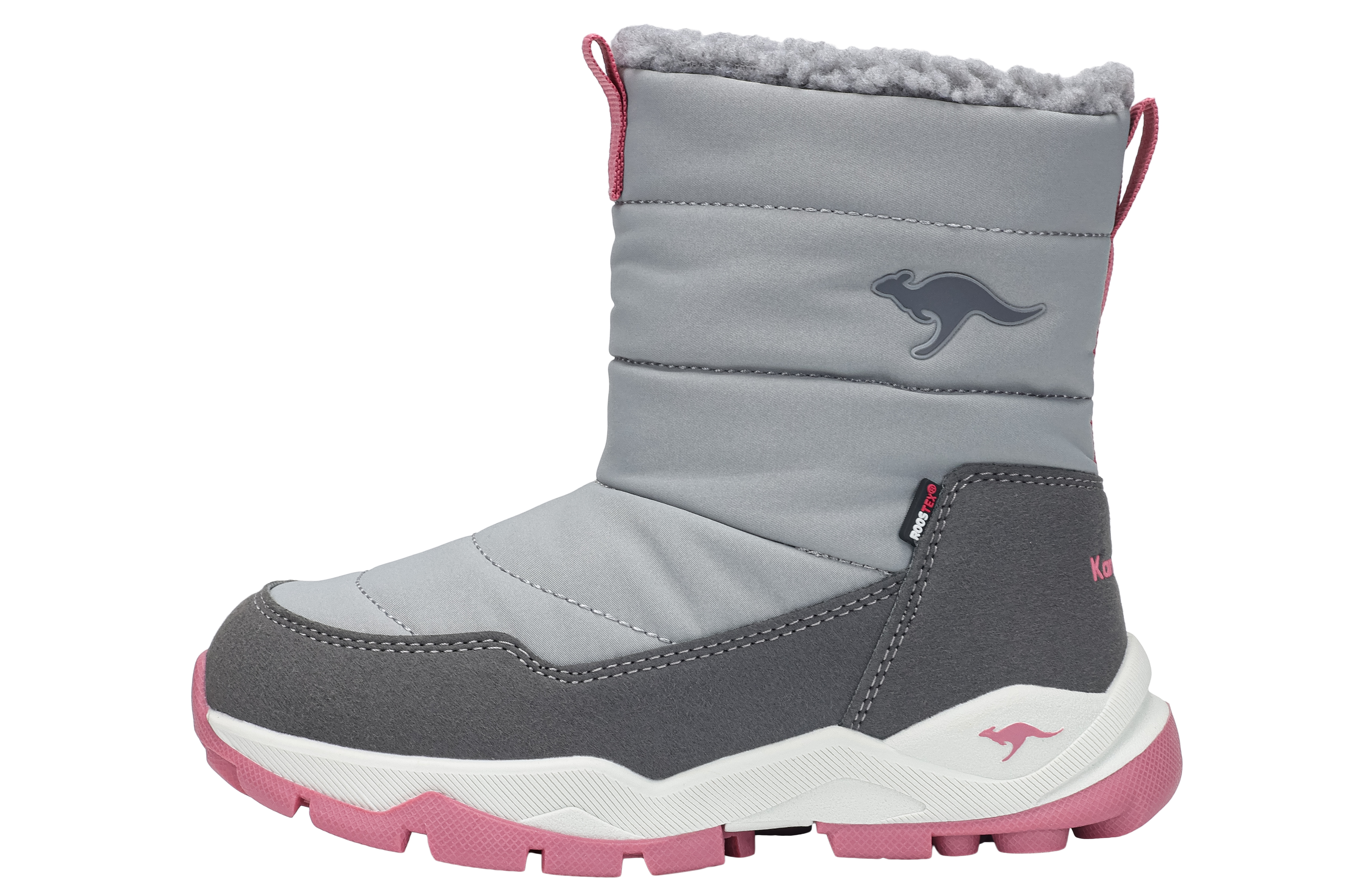 Winterboots KANGAROOS "K-FR FLOKI RTX", Damen, Gr. 32, grau (ultimate grau, dusty rose), Synthetik, Sportlich, Schuhe