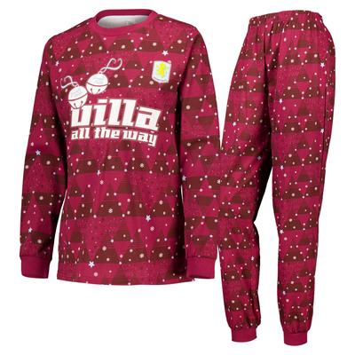 Aston Villa Weihnachtspyjama – Weinrot – Damen Image