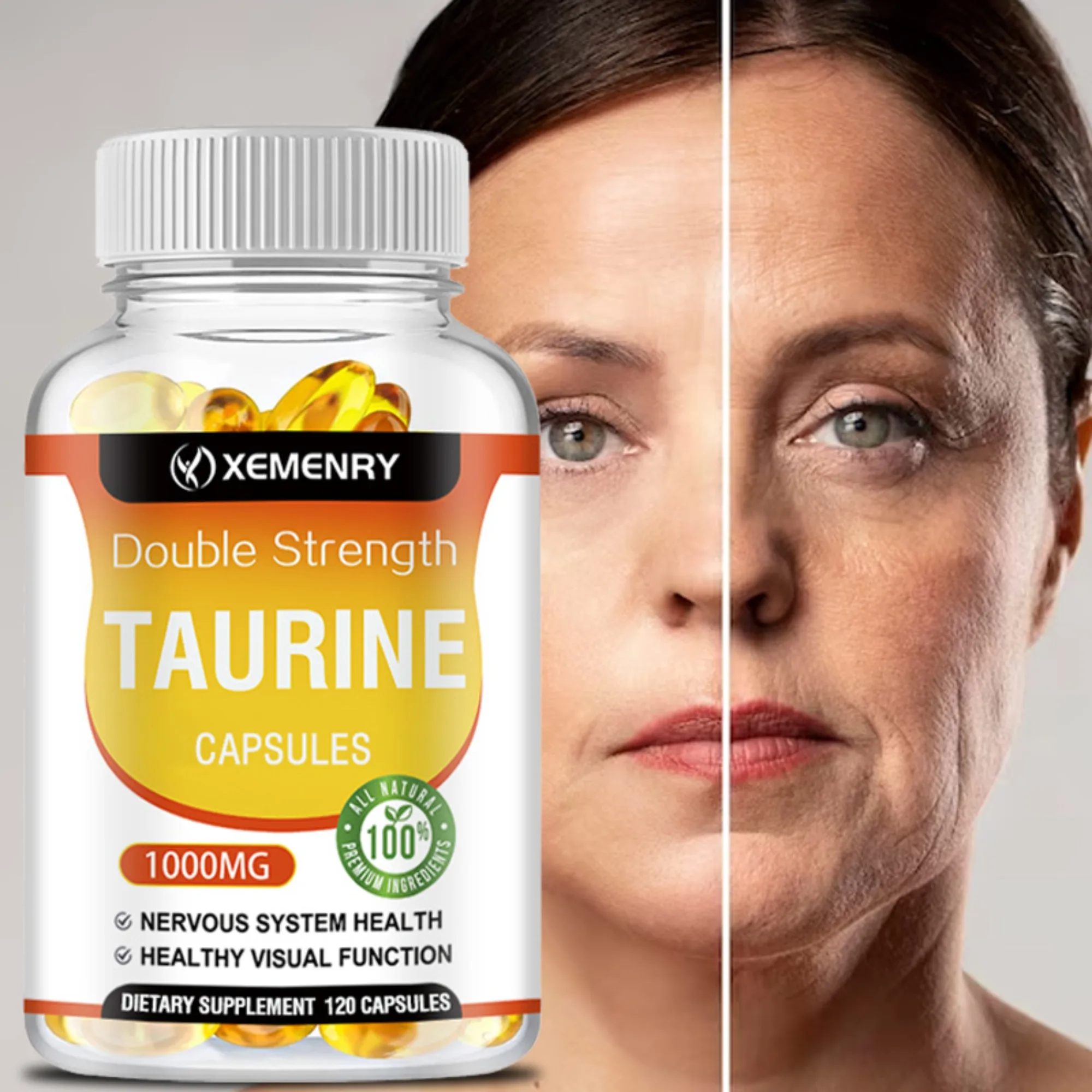 Taurine Capsules 1000mg - Supports Heart, Nerve, Brain, and Muscle Health - 120 Capsules