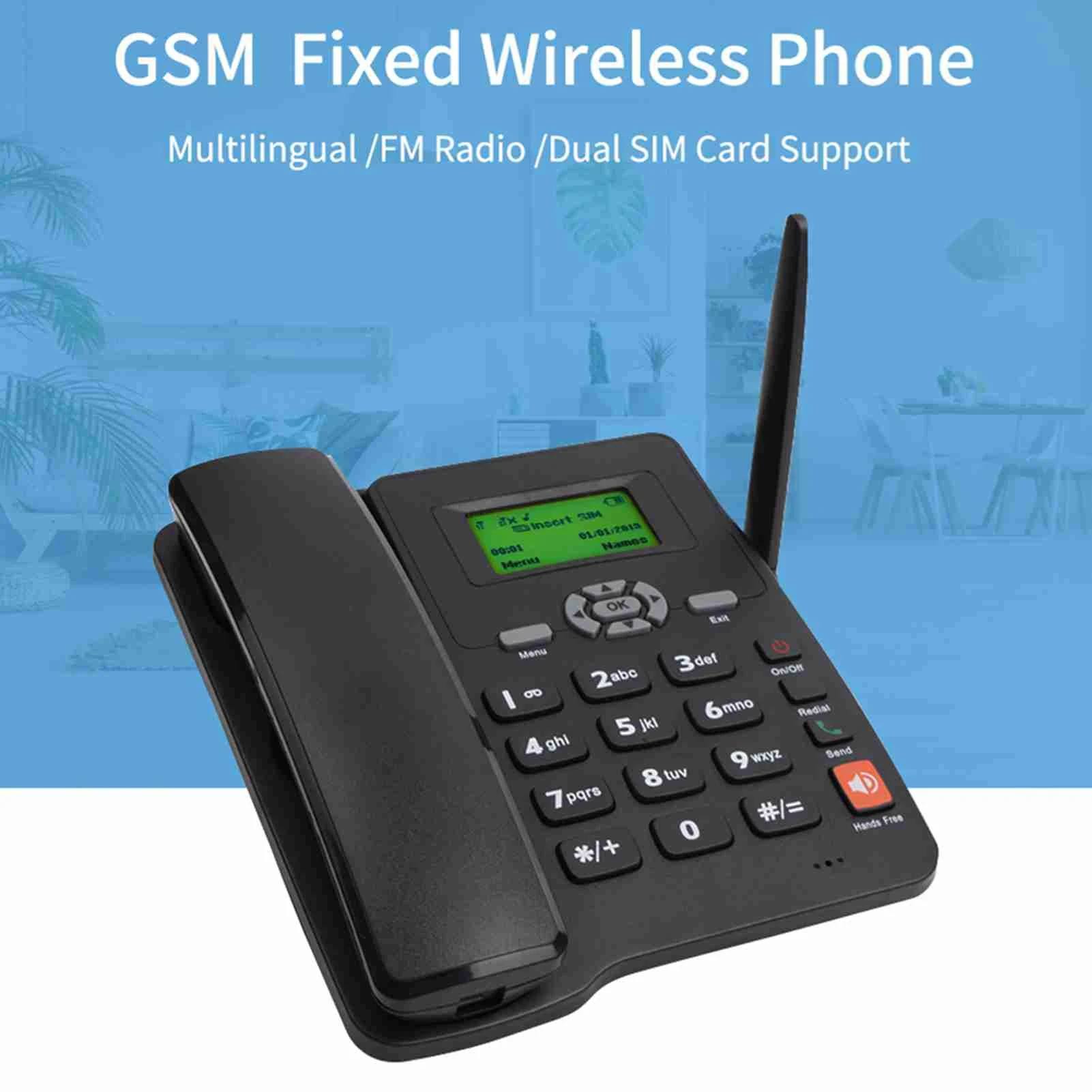 Téléphone sans fil Quadband GSM téléphone réseau 2G pour entreprise ou famille téléphone sans fil téléphone fixe sans fil téléphone carte SIM