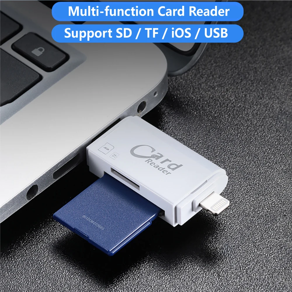 Lecteur de carte SD et TF 3 en 1 pour adaptateur de caméra USB pour lecteur de carte iPhone iPad port microusb