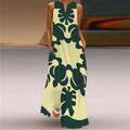Per donna Abito Lungo Maxi Abito Abito Floreale Abito Stampato Moda Moderno All'aperto Uscire Weekend Vestibilità regolare Floreale Senza Maniche Girocollo Scollo a V Giallo Verde scuro Blu scuro