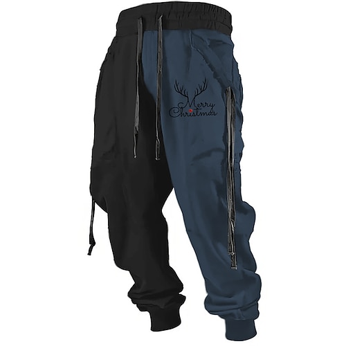 lettera alce casual pantaloni della tuta con stampa 3d da uomo pantaloni da jogging pantaloni da strada all'aperto casual quotidiano brutto poliestere vino blu marrone s m l pantaloni elastici a vita