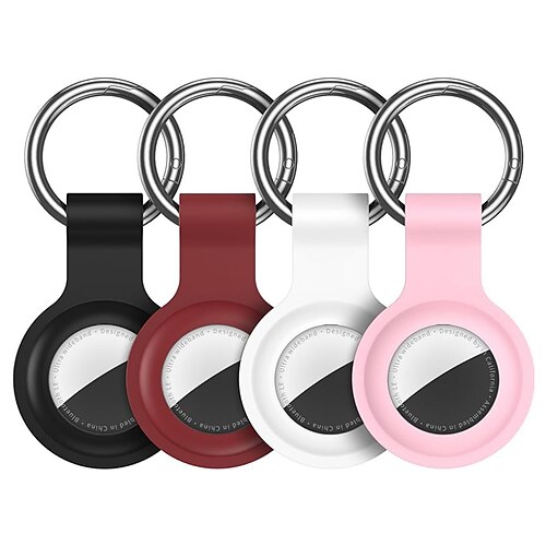 Confezione da 4 portachiavi compatibili con Apple Airtag, custodia portachiavi in silicone, anello portachiavi, custodia per tag, localizzatore GPS, accessori per borse e bagagli per Apple Airtag.