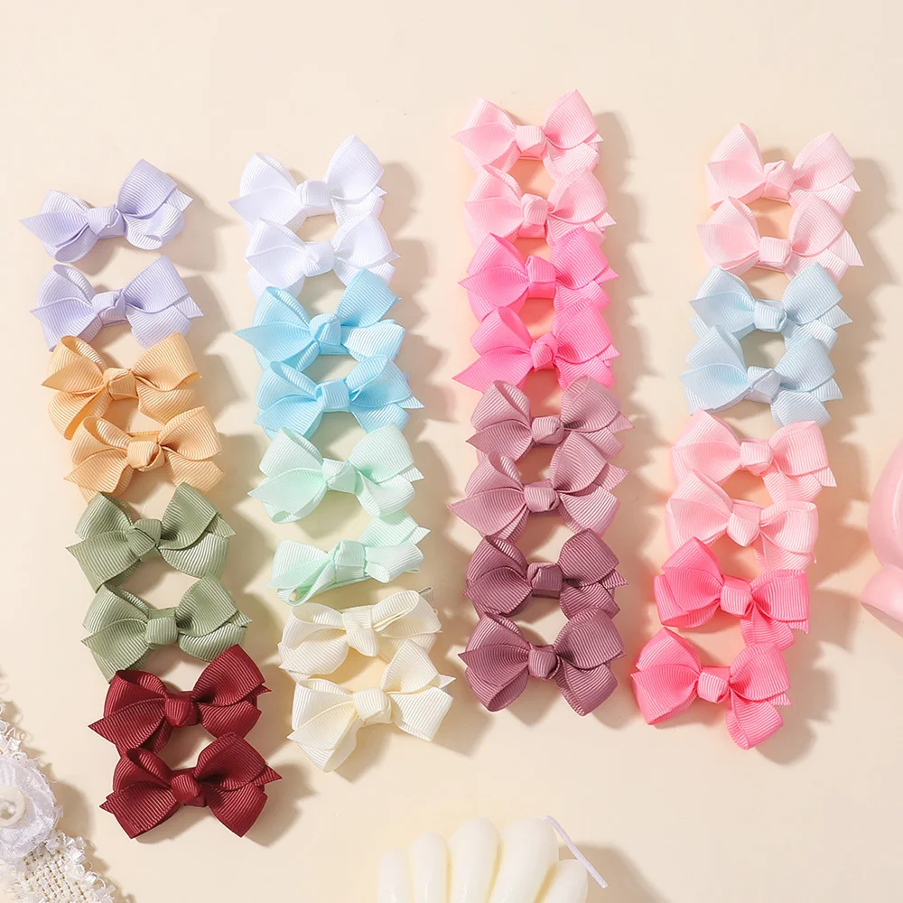 16 teile/satz Handgemachte Nette Bunte Band Haar Bögen Clips für Baby Mädchen Haarnadel Barrettes Kopfbedeckung Haar Zubehör Image