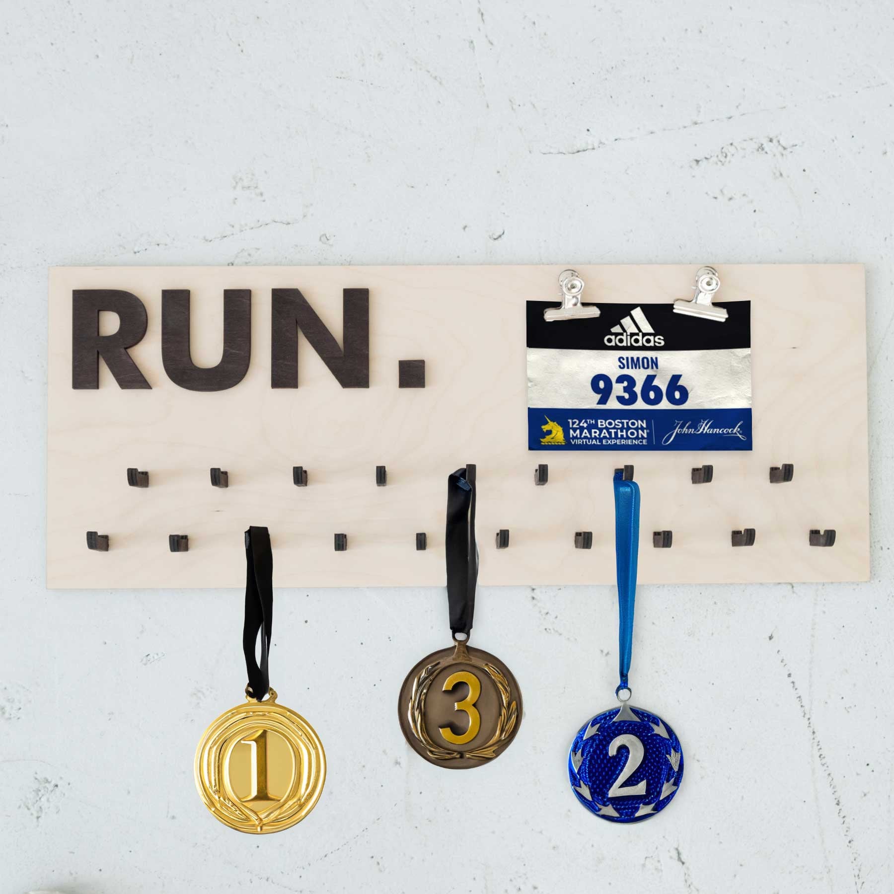 Porta medaglie personalizzato con nome, Espositore per medaglie e pettorali da corsa, Porta medaglie e pettorali da corsa, Porta medaglie da corsa per