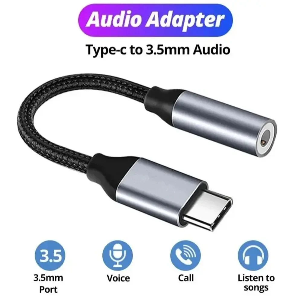 Cavo audio da tipo C a 3,5 mm Cavo AUX in nylon di alta qualità per telefono cellulare Computer portatile MP3 Adattatore per cuffie altoparlante video per auto