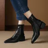 2023 herbst Frauen Stiefel Mikrofaser Leder Frauen Schuhe Spitz Blockabsatz Western Stiefel Moderne Stiefeletten Damen Schuhe