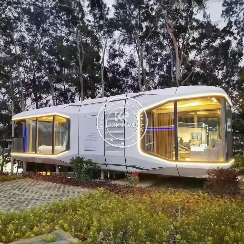 Contenitore per capsule spaziale mobile prefabbricato di lusso per piccola casa, hotel per famiglie, dirigibile commerciale, 1 camera da letto