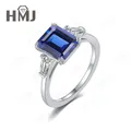 Anello con taglio smeraldo Pietre preziose coltivate in laboratorio Argento sterling 925 placcato con fascia per proposta in oro 18 carati Regalo Ciondoli all'ingrosso alla moda Eleganti