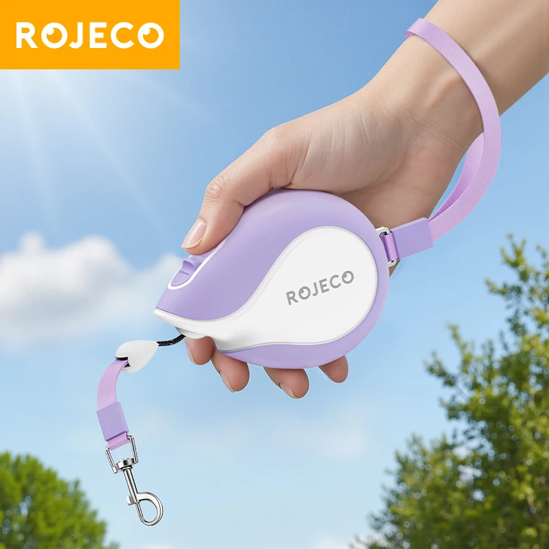 ROJECO Mini automatische einziehbare Hundeleine, 3 m ausziehbares Seil für Outdoor-Reisen, Wandern, Haustier, Katze, Hunde, Zugseil Image