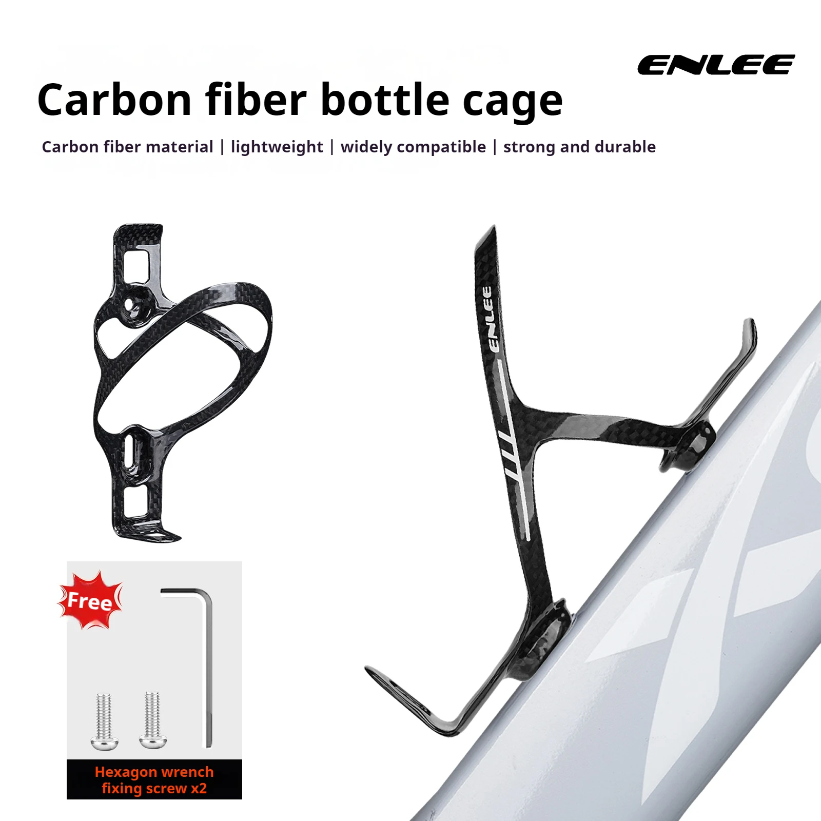 ENLEE Fahrrad Ultraleichter Wasserflaschenhalter aus Kohlefaser, Rennrad, Wasserbecherhalter, leicht, 14 g Wasserflaschenhalter Image