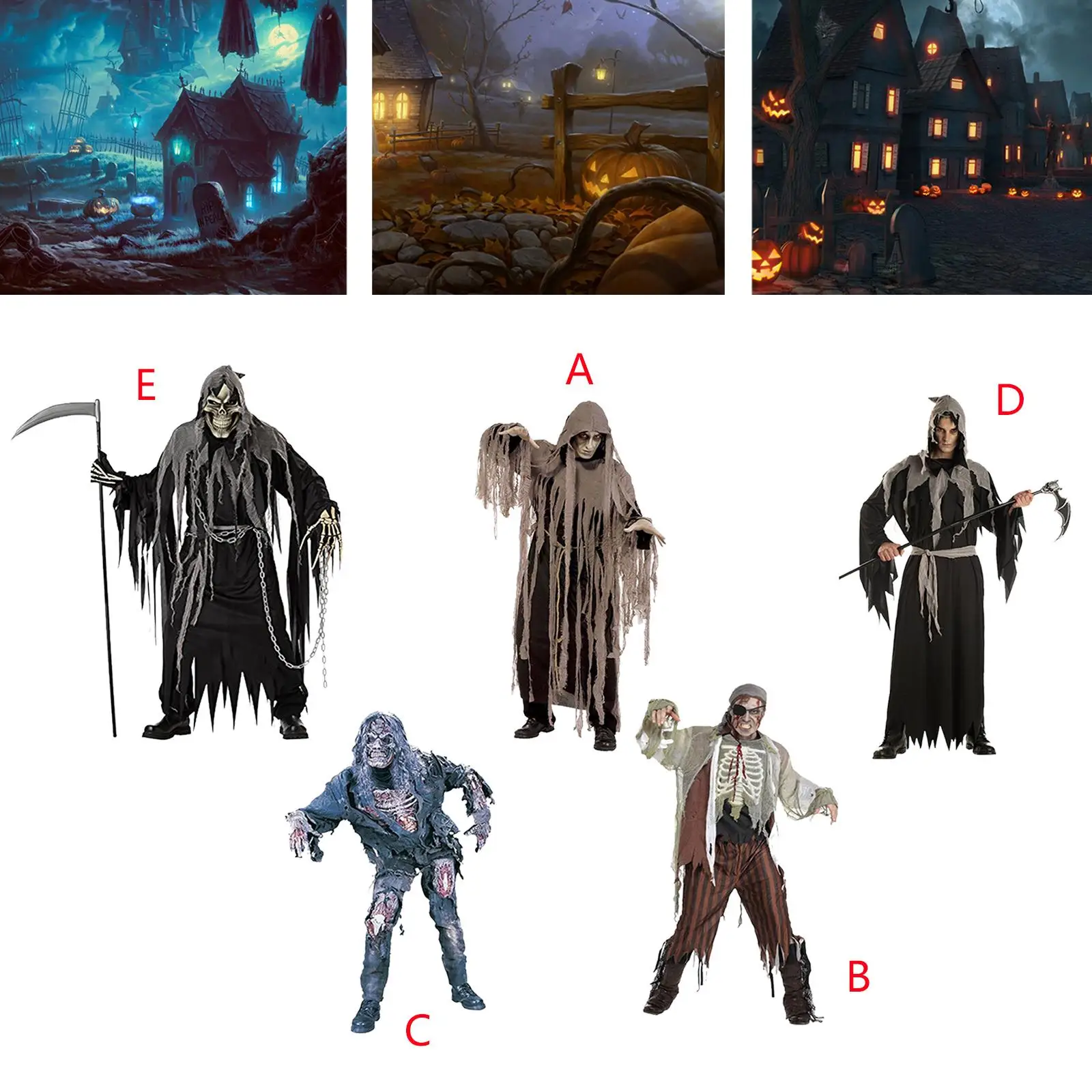 Realistisches Halloween-Kostüm, Cosplay, Kostüm, Halloween-Requisiten, Anzug, Spuk Image