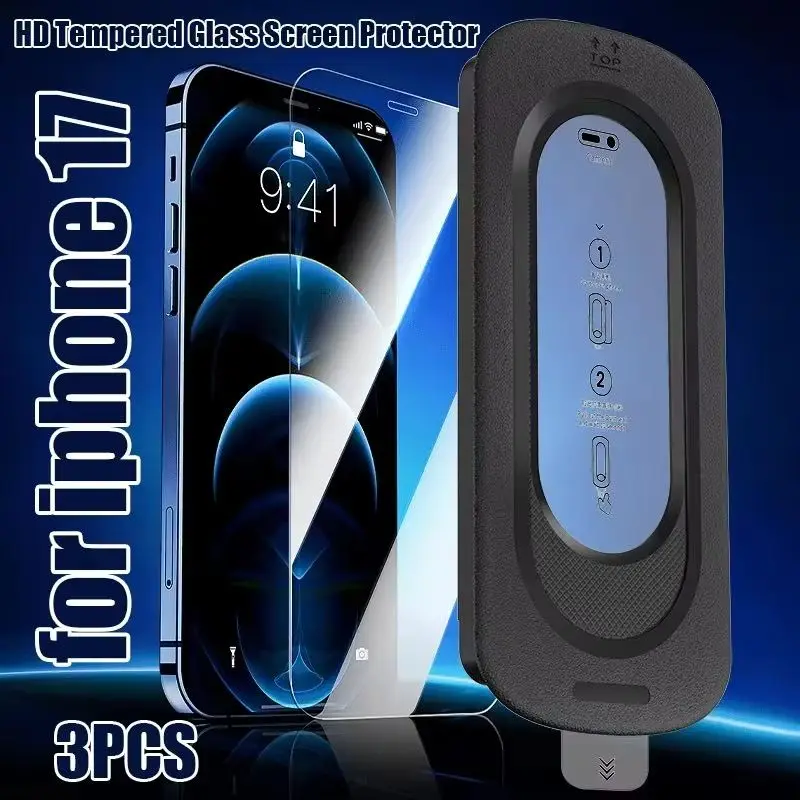 Displayschutzfolie für iPhone 17 Pro Max 17 PRO 17 AIR 17, gehärtetes Glas, automatische Staubeliminierung, kratzfeste Schutzfolie für Telefon Image