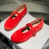 Rot Samt Schnalle Mary Janes Schuhe Frauen Elegante Frühling Herbst Flanell Wohnungen Schuhe Schwarz Casual Damen Schuhe Schuhe Neue