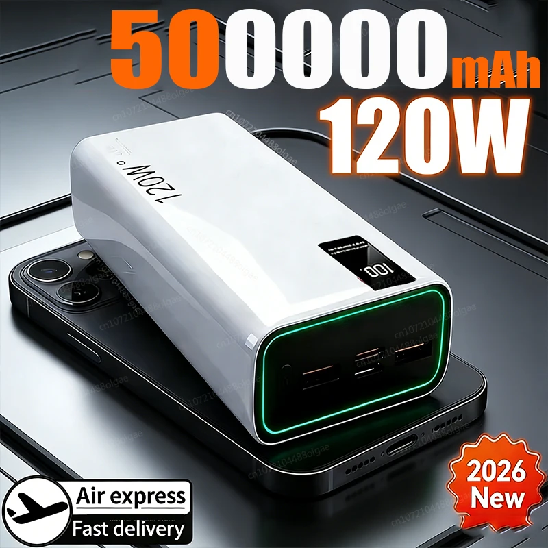 500000 mAh 120 W Hohe Kapazität Power Bank Schnelle Aufladen Power Tragbare Batterie Ladegerät Für iPhone Samsung Huawei 2026 Image