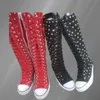 Creative heavy rivet hip hop dance punk super high canvas shoes hand custom large size men's and women's casual shoes 35-43