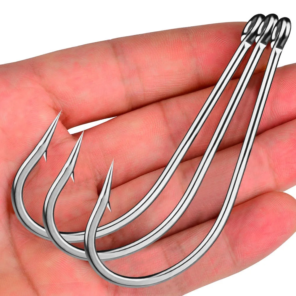 20 pz/scatola amo da pesca gancio cavalluccio marino gancio grande con anello gancio manico lungo gancio manico dritto con gancio da pesca in mare spinato