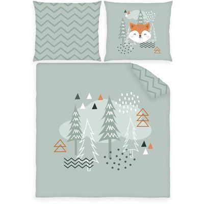 Wendebettwäsche BABY BEST "babybest Nordic Forest", bunt, B/L: 80cm x 80cm, , Renforcé, B/L: 35cm x 40cm, Renforcu00e9, Obermaterial: 100% Baumwolle, Bettwäsche Image
