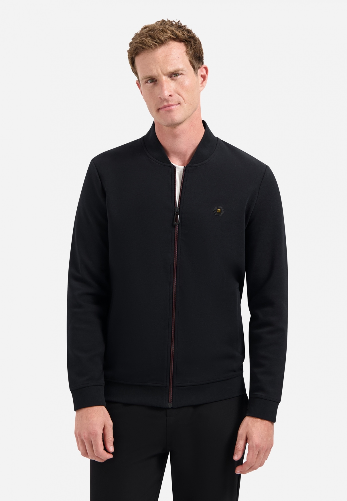 Sweater NO EXCESS "No Excess Bomberweste von Timeless Basics", Herren, Gr. S, schwarz, 49% Polyester, 45% Baumwolle, 6% Elasthan, Sweatshirts Image