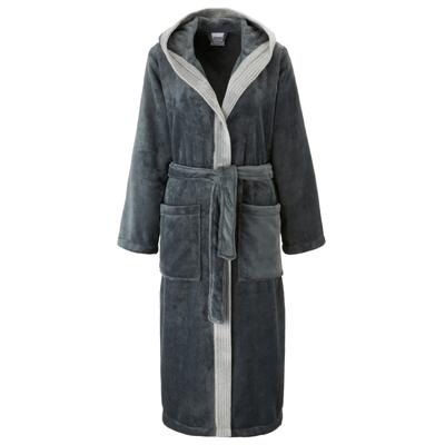 Unisex-Bademantel OTTO HOME "Miia, ideal für Sauna, Spa & im Urlaub" Gr. XL, grau (anthrazit), L:120cm in Gr. XL, Microfaser, Hausmäntel, weich und kuschelig, plüsch, für Damen und Herren, S-XL Image