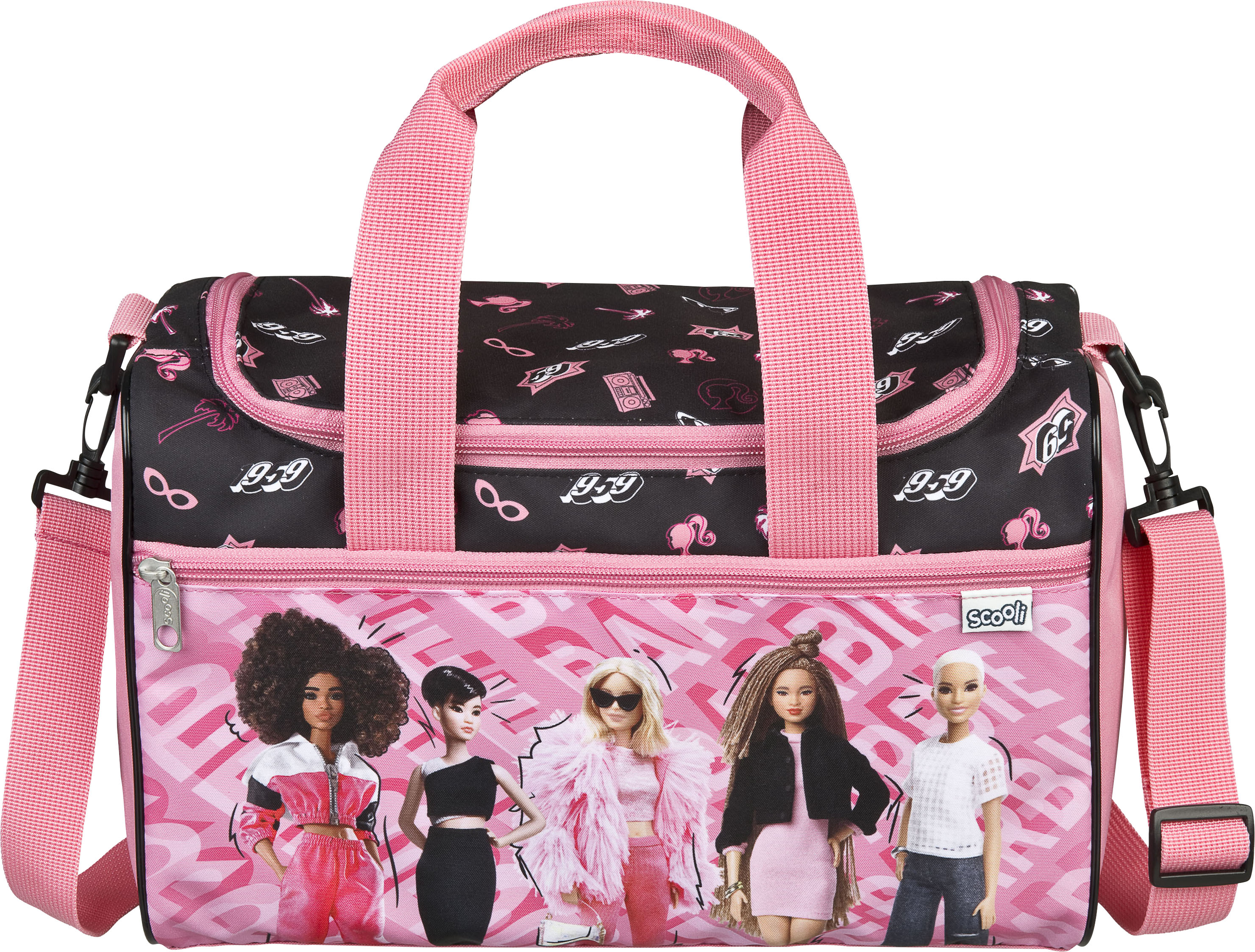 Sporttasche SCOOLI "Jurassic World", Kinder, Gr. B/H/T: 35cm x 23cm x 16cm, rosa (barbie), Polyester, bedruckt, Taschen Sporttasche
