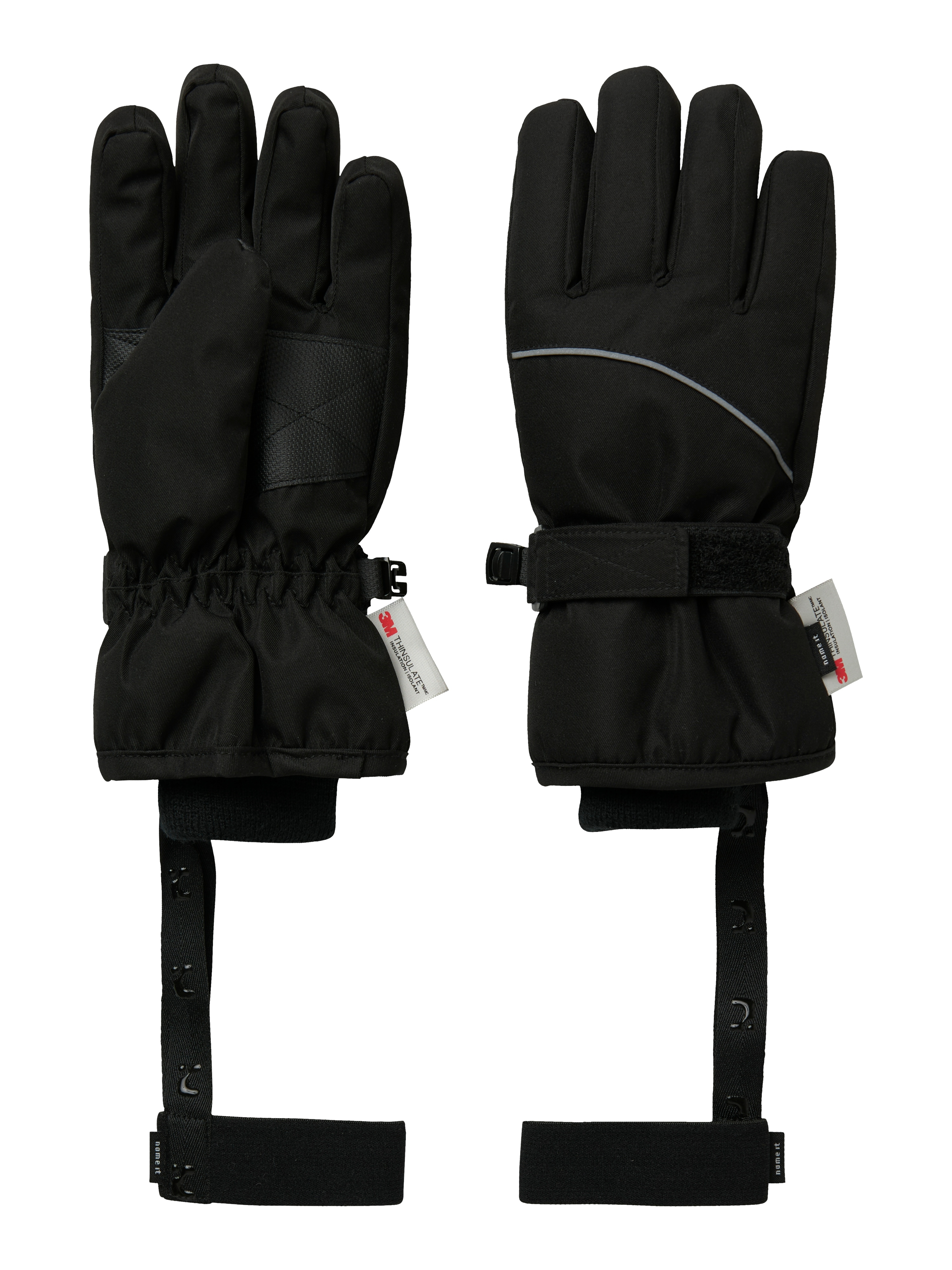 Skihandschuhe NAME IT "NKNSLOPE10 GLOVES SKI EDITION FO NOOS", Baby, Gr. 6, schwarz, Strick, Kunstfaser, unifarben, Handschuhe Image