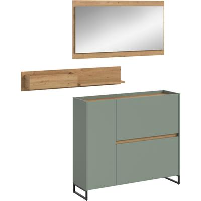 Garderoben-Set INOSIGN "EVRID, 3-teilig, Breite 140 cm, individuell stellbar & erweiterbar", salbei nb, artisan oak nb, B:140cm H:197cm T:32cm, Spanplatte, Kastenmöbel-Sets, Garderobenkombination, Garderobe, Wandgarderobe, Flur, Diele Image