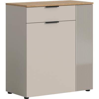 Garderobenschrank INOSIGN "EDIL, Höhe 88cm, 2 Türen, 1 Schubkasten, 3 Fächer", kaschmir, evoke oak nachbildung, B:80cm H:88cm T:36cm, FSC-zertifizierter Holzwerkstoff, Schränke, Kommode, Schuhschrank, Schuhkommode, Sideboard, Anrichte Image