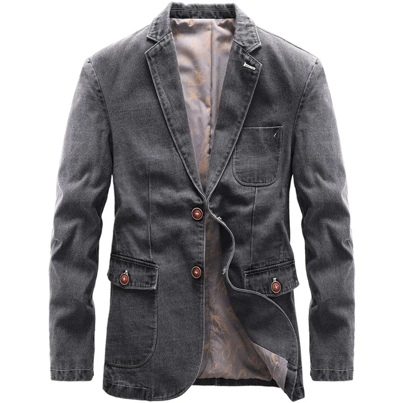 Nuovi uomini autunnali retrò abiti di jeans blazer giacche jeans di cotone maschile di alta qualità blazer cappotti uomo slim fit abiti di jeans giacche 4X
