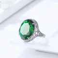 Anello vintage con pietra preziosa naturale Anelli in argento sterling 925 con pietra portafortuna ovale con smeraldo per donna uomo Accessorio per gioielli da festa