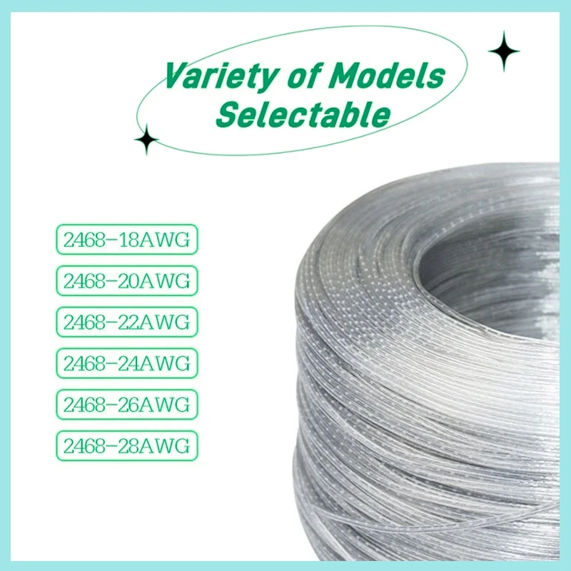 18-28AWG 1-100M 2-Core Transparent Flat Cable for LED Strips - Copper Parallel Wire 1A-7A DC Power Supply B2