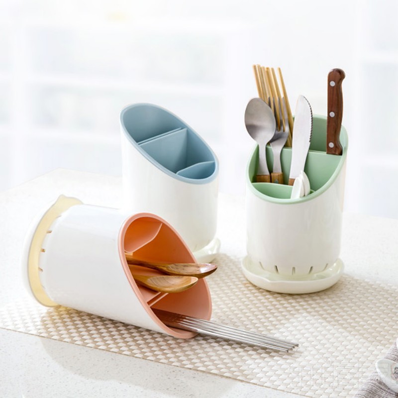 Utensil Holder Cutlery Drainer Kitchen Tableware Storage Bucket Plastic Chopstick Spoon Storage Rack Detachable Kitchen Tools