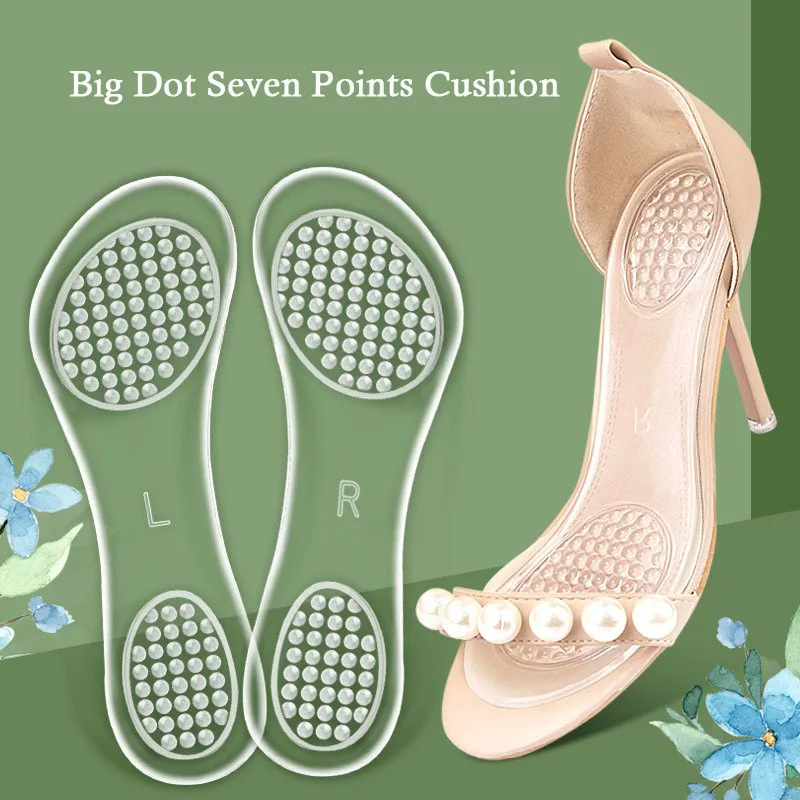 GEL Silikon Waschbare Schuhpolster Sommer Sieben Punkte Einlegesohlen Frauen High Heels Einzelne Sandalen Schuhe Kissen Selbstklebende Einlegesohle Image