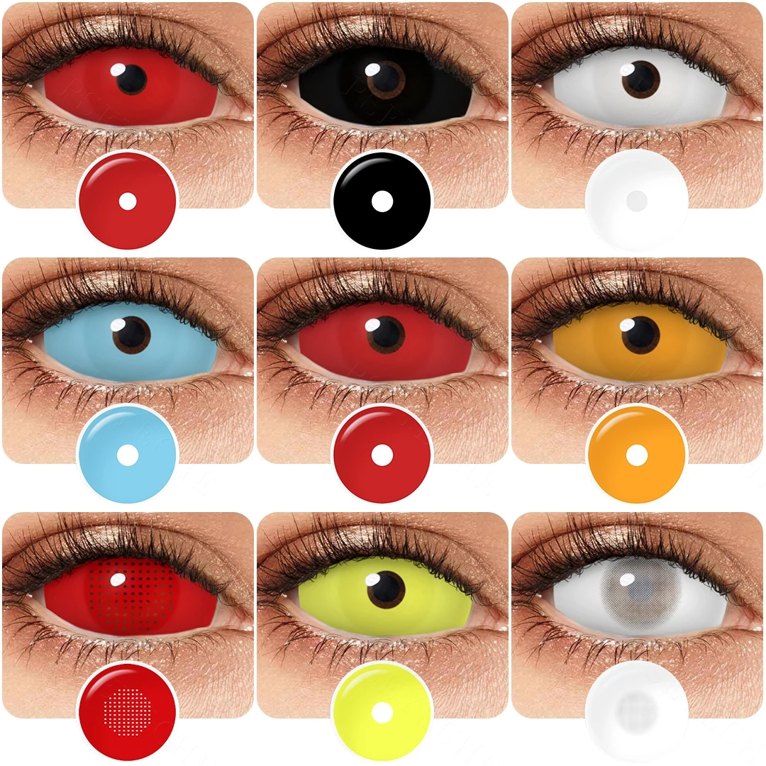 Pseyeche 1 Paar Vampir Halloween Cosplay 22mm Kontaktlinsen für Augen Anime Rollenspiel schwarz rot bunte Augen pupille Image
