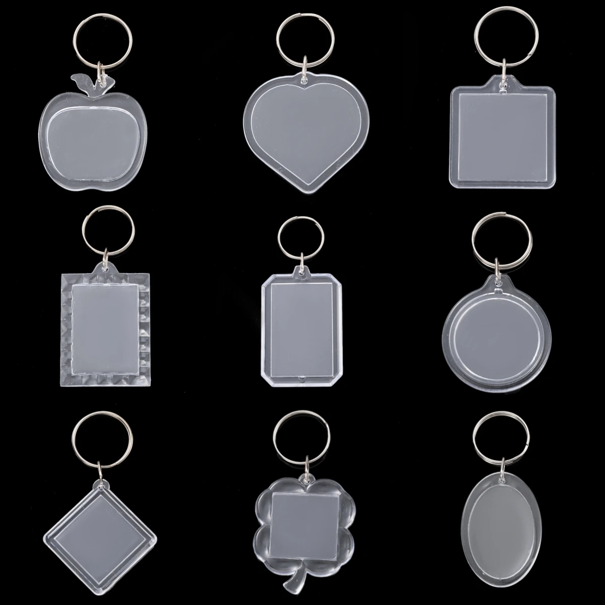 5 Stück Acryl-Fotorahmen-Schlüsselanhänger-Halter, Foto- und Bildeinsatz, leerer Schlüsselanhänger mit geteiltem Ring für DIY-Handwerk, Schmuckherstellung Image