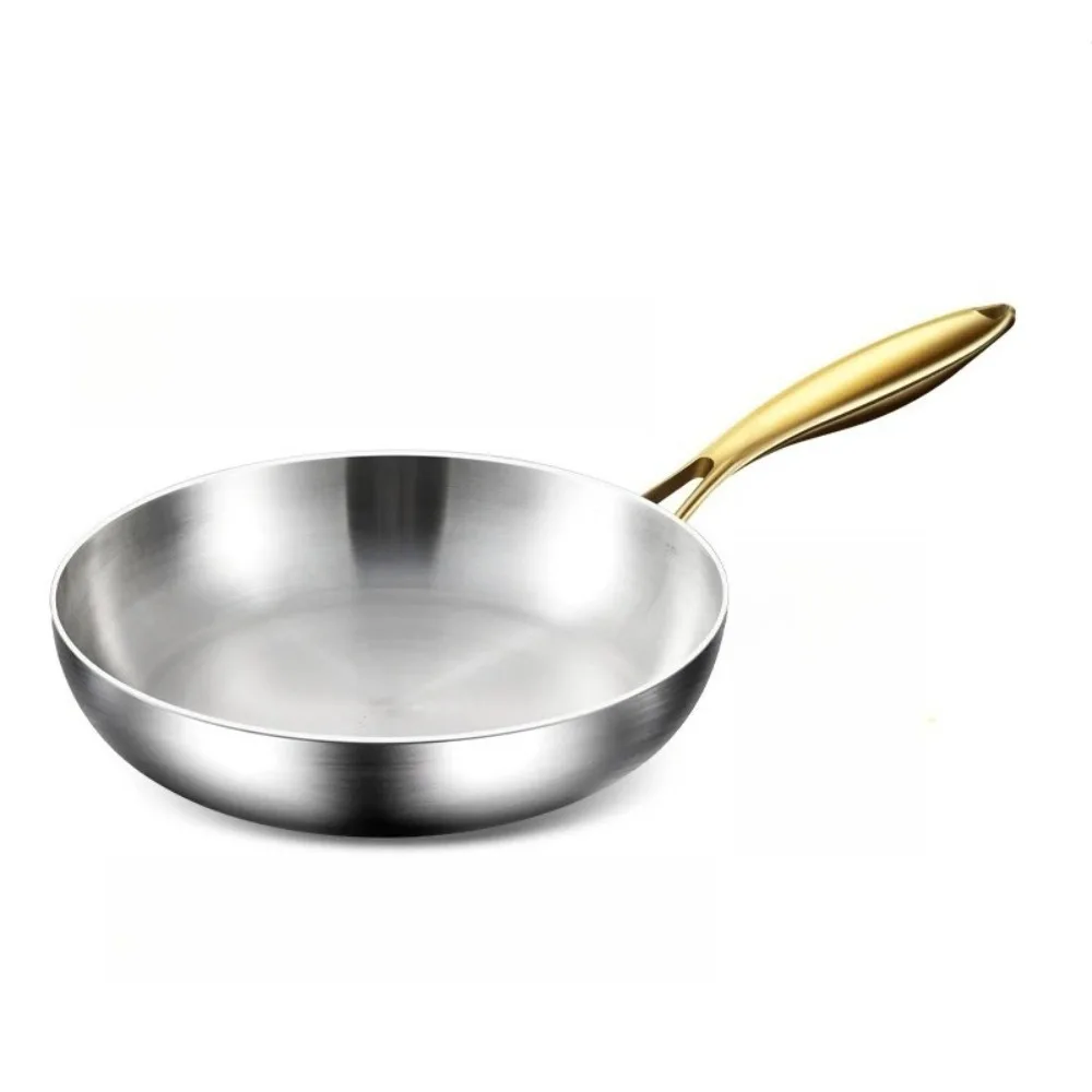 Kitchen Frying Pan 316 Stainless Steel Frying Pan Uncoated Non Stick Kitchen Cooking Pot Suitable for Gas Stove Induction Cooker