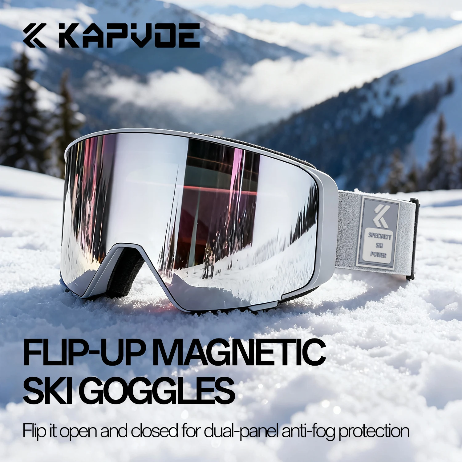 Kapvoe Photochrome Schneebrille Herren Skibrille Snowboardmaske für Damen UV400 Schutzbrille Schneemobil Winter Image