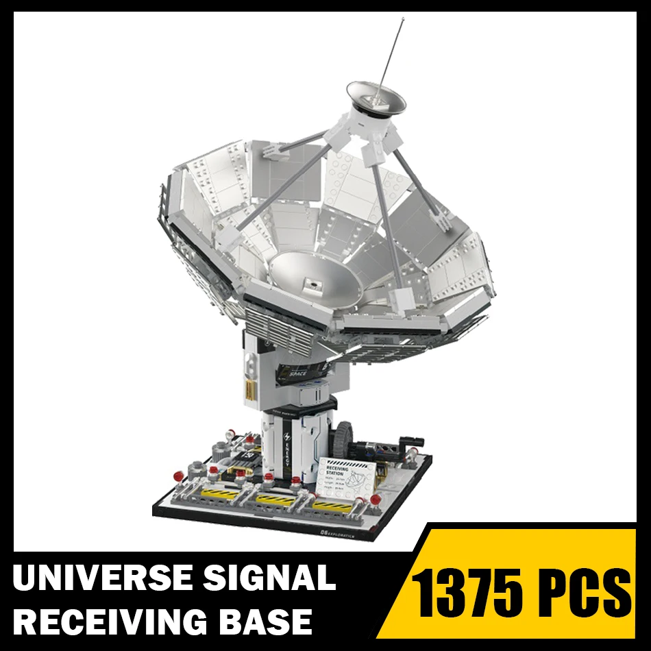 MOC Universum Raum Signal Empfang Basis Bausteine Satellite Gericht Luft-und Raumfahrt Raumschiff Montage Ziegel Spielzeug für Kinder Geschenke Image