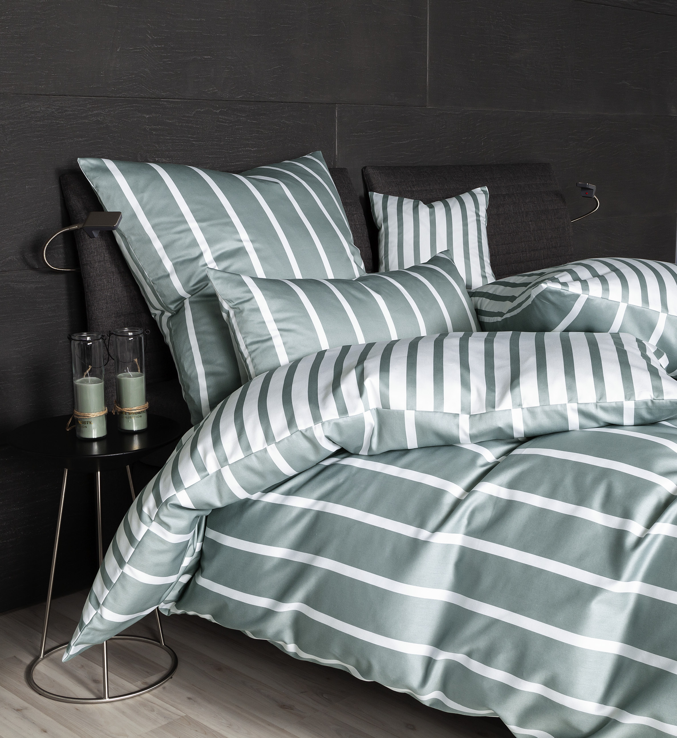 Wendebettwäsche JANINE "Interlock-Jersey59028 3", grün (salbeigrün), B/L: 135cm x 200cm, 1 Stk., 1 Stk., Interlock-Jersey, B/L: 80cm x 80cm, Interlock-Jersey, Obermaterial: 100% Baumwolle, Bettwäsche, mit Reissverschluss Image
