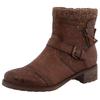 Winterstiefelette MUSTANG SHOES "Fabienne", Damen, Gr. 41, braun (cognac), Lederimitat, Textil, Basic, Schuhe, Biker Boots mit Blockabsatz und Zierriemchen